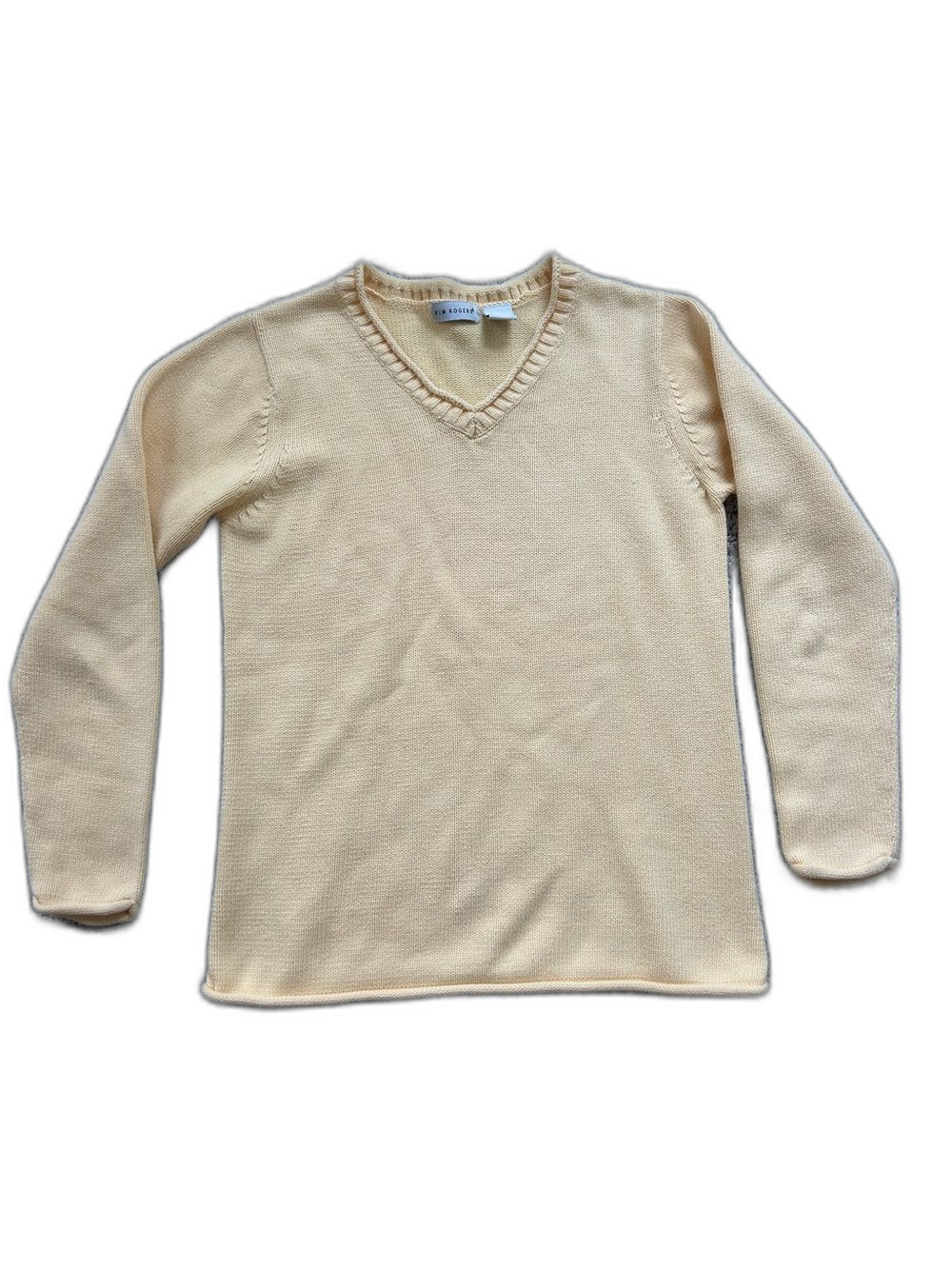 100% Cotton Butter Yellow Knit Sweater | Coastal Grandma | Cottagecore | Size S